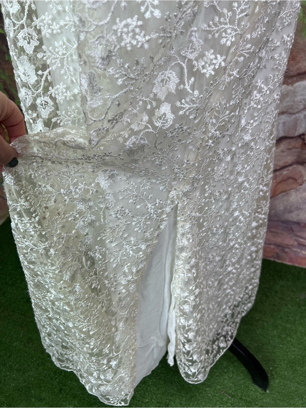 VINTAGE CHRISTINA FAIRBANKS Ivory Lace Overlay Tank Dress, XL - Picture 5 of 12